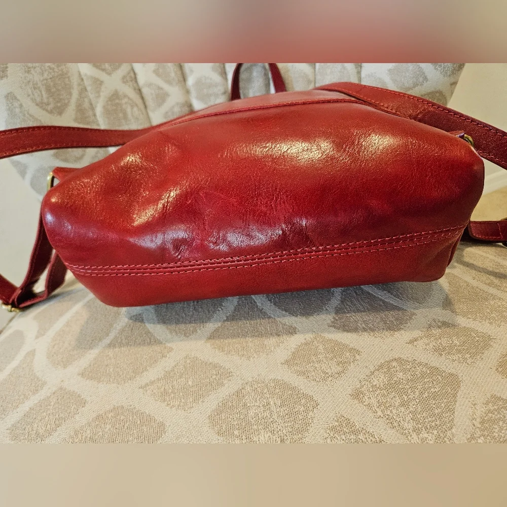 Borse In Pelle Red Italian Leather Backpack - Picture 3 of 6
